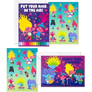 Hallmark Trolls Valentines Day Cards Assortment for Kids (24 Valentine Cards, 24 Sticker Sheets and Envelopes)(Trolls)