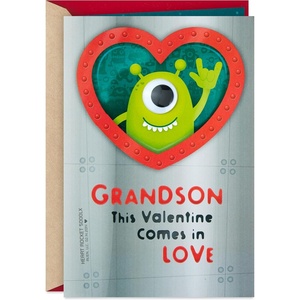 Hallmark Valentines Day Card with Stickers for Grandson (Long Distance, Rocket Ship)