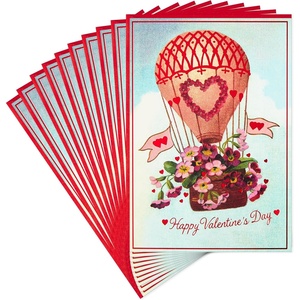 Hallmark Valentine’s Day Cards Pack, Heart (6 Valentine Cards with Envelopes)(Vintage Hot Air Balloon  10 Cards with Envelopes)