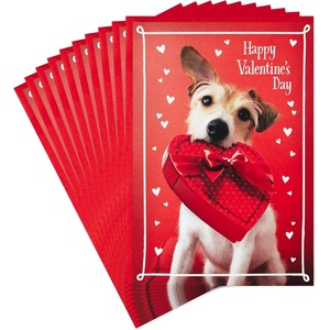 Hallmark Valentines Day Cards for Kids School, Be Happy (8 Classroom Valentines with Envelopes)(Dog with Chocolates)
