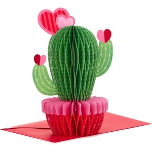 Hallmark Valentines Day Pop Up Card, Bouquet of Pink Flowers (Happy Heart) Paper Wonder 3D Card(Pop Up  Honeycomb Cactus)