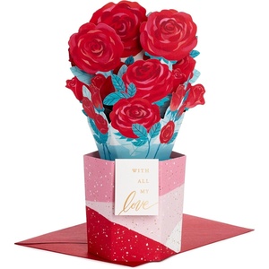 Hallmark Valentines Day Pop Up Card (Rose Flower Bouquet) Paper Wonder 3D Card for Anniversary, Romantic Birthday, Love(Pop Up Bouquet  Roses)