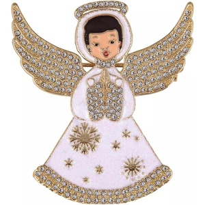Hallmark White Enamel and Stone Angel Pin