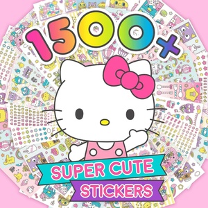 Horizon Group USA Sticker Book with Large and Small Sizes, Kids Stationary for Water Bottle, Notebooks, and Party Favors, Rainbow Brite(Hello Kitty)