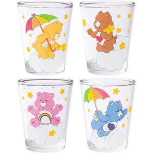 Silver Buffalo Rainbow Brite 4 Piece Mini Glass Set Featuring Starlite, Twink, Rainbow Brite, and Puppy Brite, 1.5 Ounces(Care Bears on Clouds)