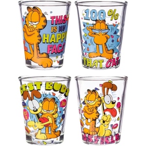 Silver Buffalo Rainbow Brite 4 Piece Mini Glass Set Featuring Starlite, Twink, Rainbow Brite, and Puppy Brite, 1.5 Ounces(Garfield)