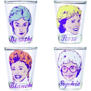 Silver Buffalo Rainbow Brite 4 Piece Mini Glass Set Featuring Starlite, Twink, Rainbow Brite, and Puppy Brite, 1.5 Ounces(Golden Girls Characters)