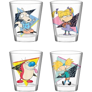 Silver Buffalo Rainbow Brite 4 Piece Mini Glass Set Featuring Starlite, Twink, Rainbow Brite, and Puppy Brite, 1.5 Ounces(Nickelodeon Retro Characters)