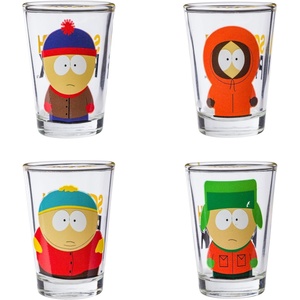Silver Buffalo Rainbow Brite 4 Piece Mini Glass Set Featuring Starlite, Twink, Rainbow Brite, and Puppy Brite, 1.5 Ounces(South Park Main Characters)