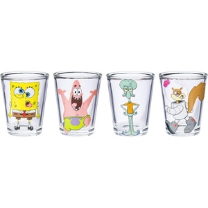 Silver Buffalo Rainbow Brite 4 Piece Mini Glass Set Featuring Starlite, Twink, Rainbow Brite, and Puppy Brite, 1.5 Ounces(Spongebob Squarepants Facial Expresions)