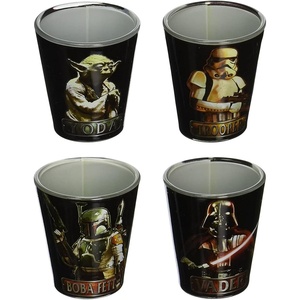 Silver Buffalo Rainbow Brite 4 Piece Mini Glass Set Featuring Starlite, Twink, Rainbow Brite, and Puppy Brite, 1.5 Ounces(Star Wars Character Portraits Black)