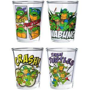 Silver Buffalo Rainbow Brite 4 Piece Mini Glass Set Featuring Starlite, Twink, Rainbow Brite, and Puppy Brite, 1.5 Ounces(TMNT)