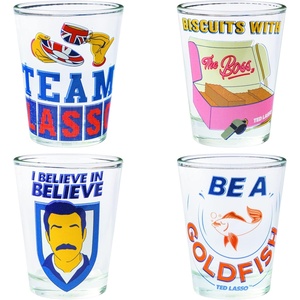 Silver Buffalo Rainbow Brite 4 Piece Mini Glass Set Featuring Starlite, Twink, Rainbow Brite, and Puppy Brite, 1.5 Ounces(Ted Lasso Quotes)