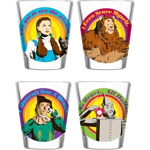 Silver Buffalo Rainbow Brite 4 Piece Mini Glass Set Featuring Starlite, Twink, Rainbow Brite, and Puppy Brite, 1.5 Ounces(Wizard of Oz)