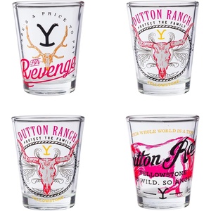 Silver Buffalo Rainbow Brite 4 Piece Mini Glass Set Featuring Starlite, Twink, Rainbow Brite, and Puppy Brite, 1.5 Ounces(Yellowstone Dutton Ranch)