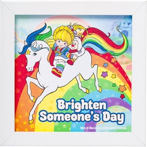 Silver Buffalo Rainbow Brite “Brighten Someone’s Day” Gel Coat Framed MDF Wall Art Featuring Rainbow Brite, Twink, and Starlite, 6″ x 6″
