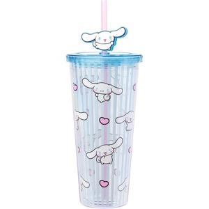 Silver Buffalo Rainbow Brite Plastic Cold Cup with Lid and Straw Topper, 24 Ounces(Cinnamoroll)