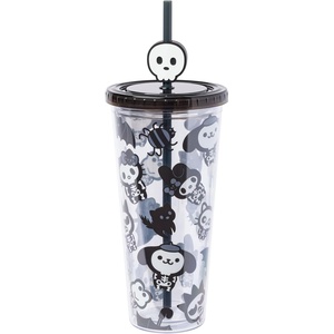 Silver Buffalo Rainbow Brite Plastic Cold Cup with Lid and Straw Topper, 24 Ounces(Hello Kitty and Friends Halloween Skeleton)