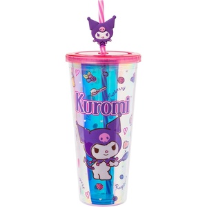 Silver Buffalo Rainbow Brite Plastic Cold Cup with Lid and Straw Topper, 24 Ounces(Kuromi Iridescent)