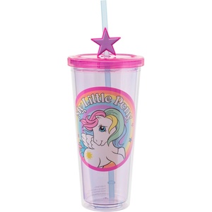 Silver Buffalo Rainbow Brite Plastic Cold Cup with Lid and Straw Topper, 24 Ounces(My Little Pony Starshine)