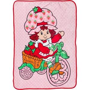 Silver Buffalo Rainbow Brite Rainbowland 45″ x 60″ Fleece Throw, Soft and Cozy Blanket, 250 GSM(Strawberry Shortcake on Bike)