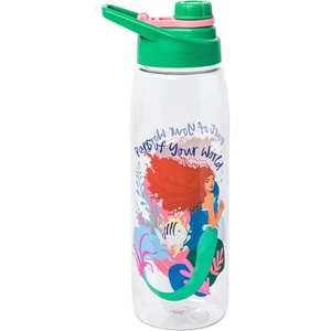Silver Buffalo Rainbow Brite “Sparkle” Water Bottle with Screw Lid Featuring Rainbow Brite and Twink, 28 Ounces(The Little Mermaid (Live Action Movie) Hydration Tracker)