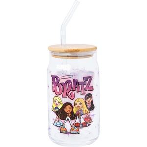 Silver Buffalo Rainbow Brite Stars Sparkle Featuring Twink Glass Jar Tumbler with Bamboo Lid and Glass Straw, 16 Ounces(Bratz Dolls)