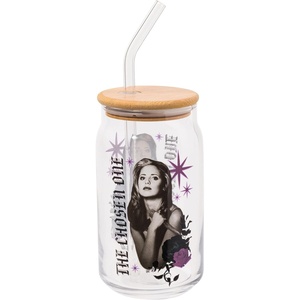 Silver Buffalo Rainbow Brite Stars Sparkle Featuring Twink Glass Jar Tumbler with Bamboo Lid and Glass Straw, 16 Ounces(Buffy The Chosen One)