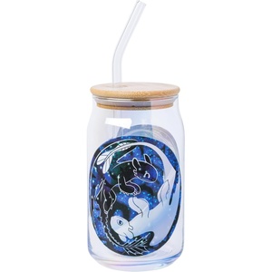 Silver Buffalo Rainbow Brite Stars Sparkle Featuring Twink Glass Jar Tumbler with Bamboo Lid and Glass Straw, 16 Ounces(How to Train Your Dragon)