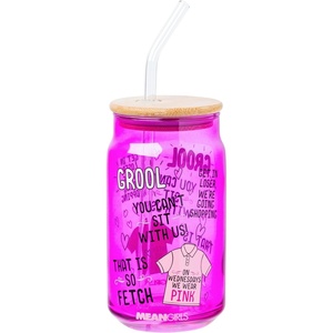 Silver Buffalo Rainbow Brite Stars Sparkle Featuring Twink Glass Jar Tumbler with Bamboo Lid and Glass Straw, 16 Ounces(Mean Girls Iconic Quotes)