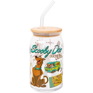 Silver Buffalo Rainbow Brite Stars Sparkle Featuring Twink Glass Jar Tumbler with Bamboo Lid and Glass Straw, 16 Ounces(Scooby Doo Crystal Cove)