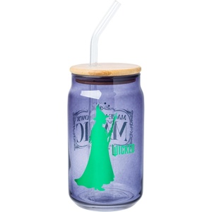 Silver Buffalo Rainbow Brite Stars Sparkle Featuring Twink Glass Jar Tumbler with Bamboo Lid and Glass Straw, 16 Ounces(Wicked Elphaba)