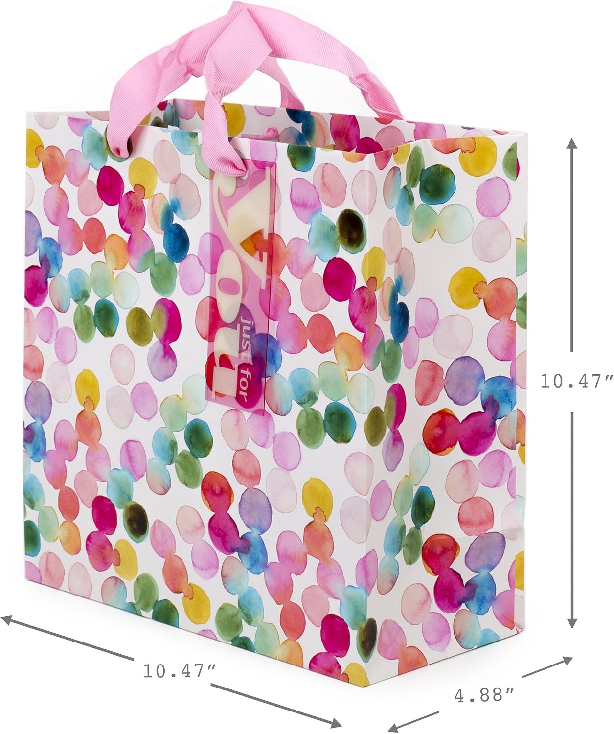 image:imageHallmark 10 Large Square Gift Bag Watercolor Dots Just for You for Birthdays Mothers Day Easter Graduations Retirements and MoreWatercolor Dots