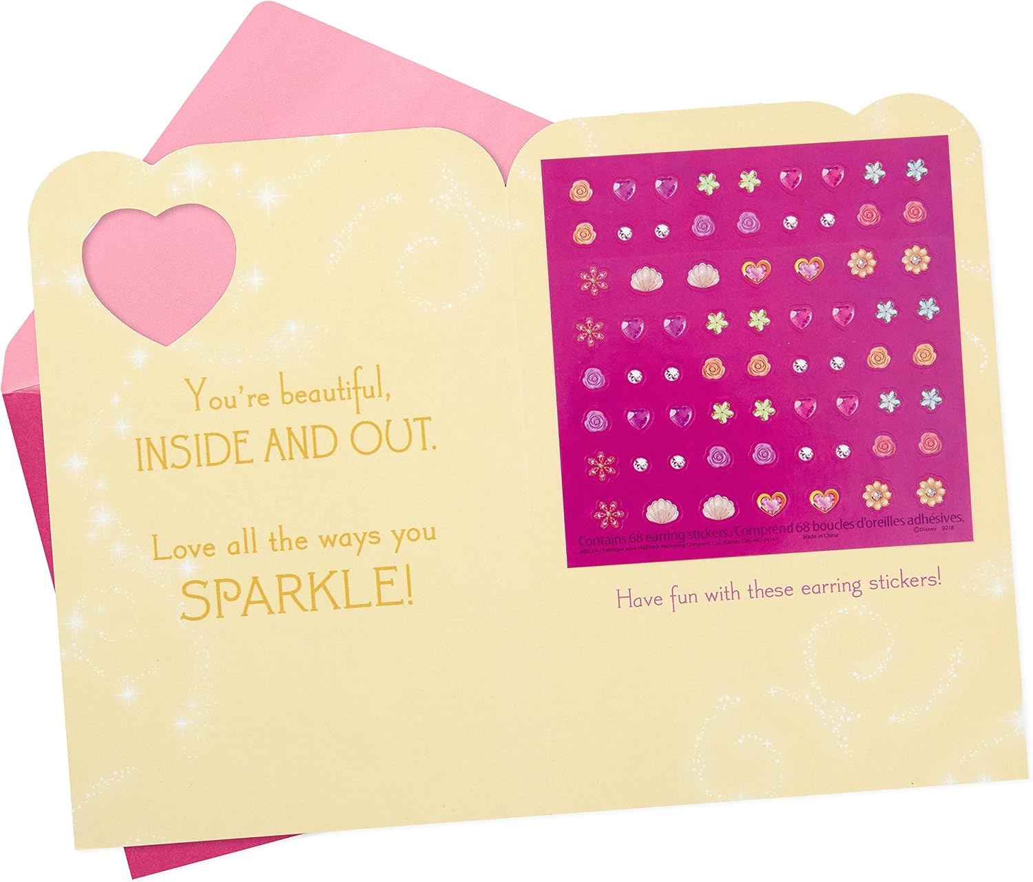 image:imageHallmark Birthday Greeting Card for Kids Disney Princess Earring Stickers5 x 72 Pack of 4