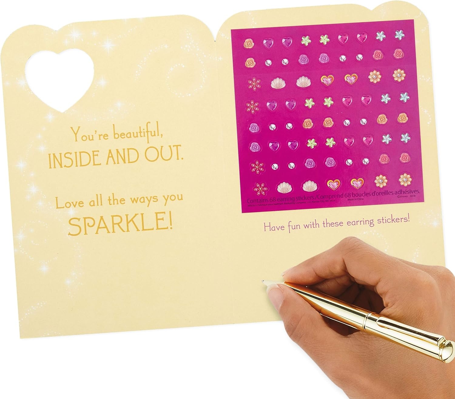 image:imageHallmark Birthday Greeting Card for Kids Disney Princess Earring Stickers5 x 72 Pack of 4