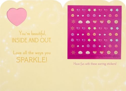 image:imageHallmark Birthday Greeting Card for Kids Disney Princess Earring Stickers5 x 72 Pack of 4
