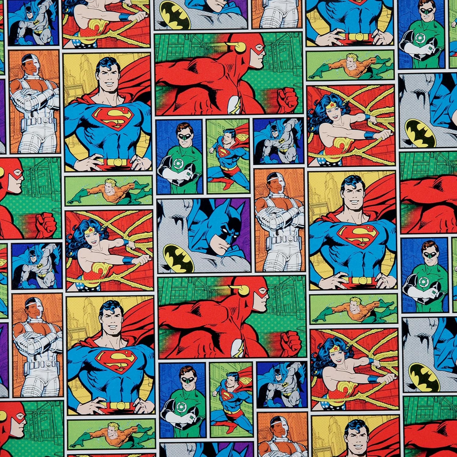 image:imageHallmark Justice League Wrapping Paper Bundle with Cut Lines on Reverse 3 Rolls 60 sq ft ttl Wonder Woman Batman Superman Flash Green LanternJustice League