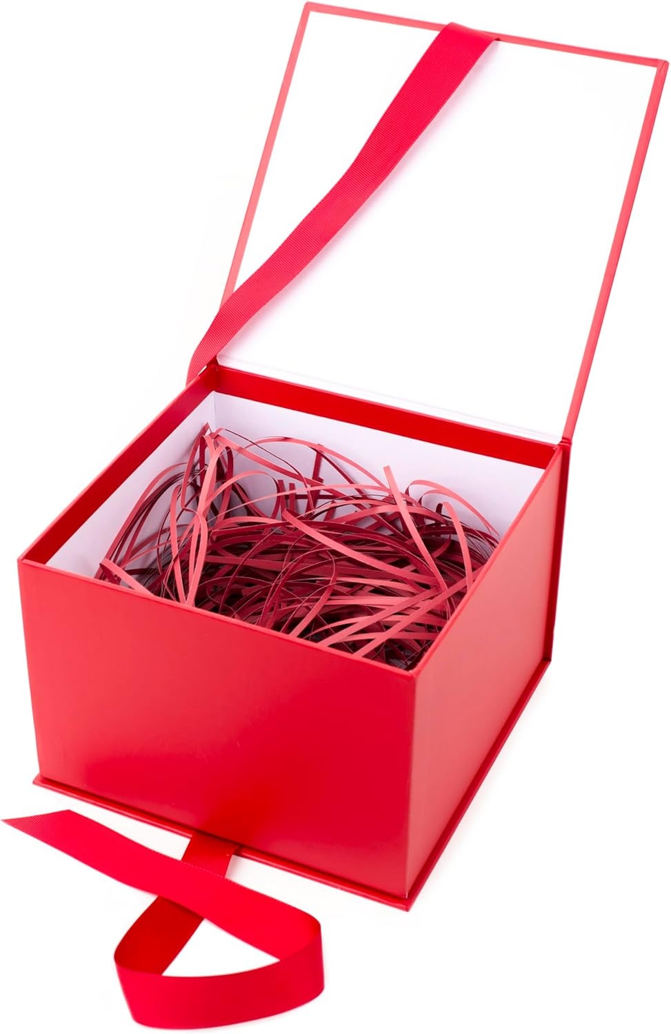 image:imageHallmark Medium Gift Box with Lid and Shredded Paper Fill Red 7 inch Box for Birthdays Graduations Anniversaries Christmas Valentines Day All OccasionRed