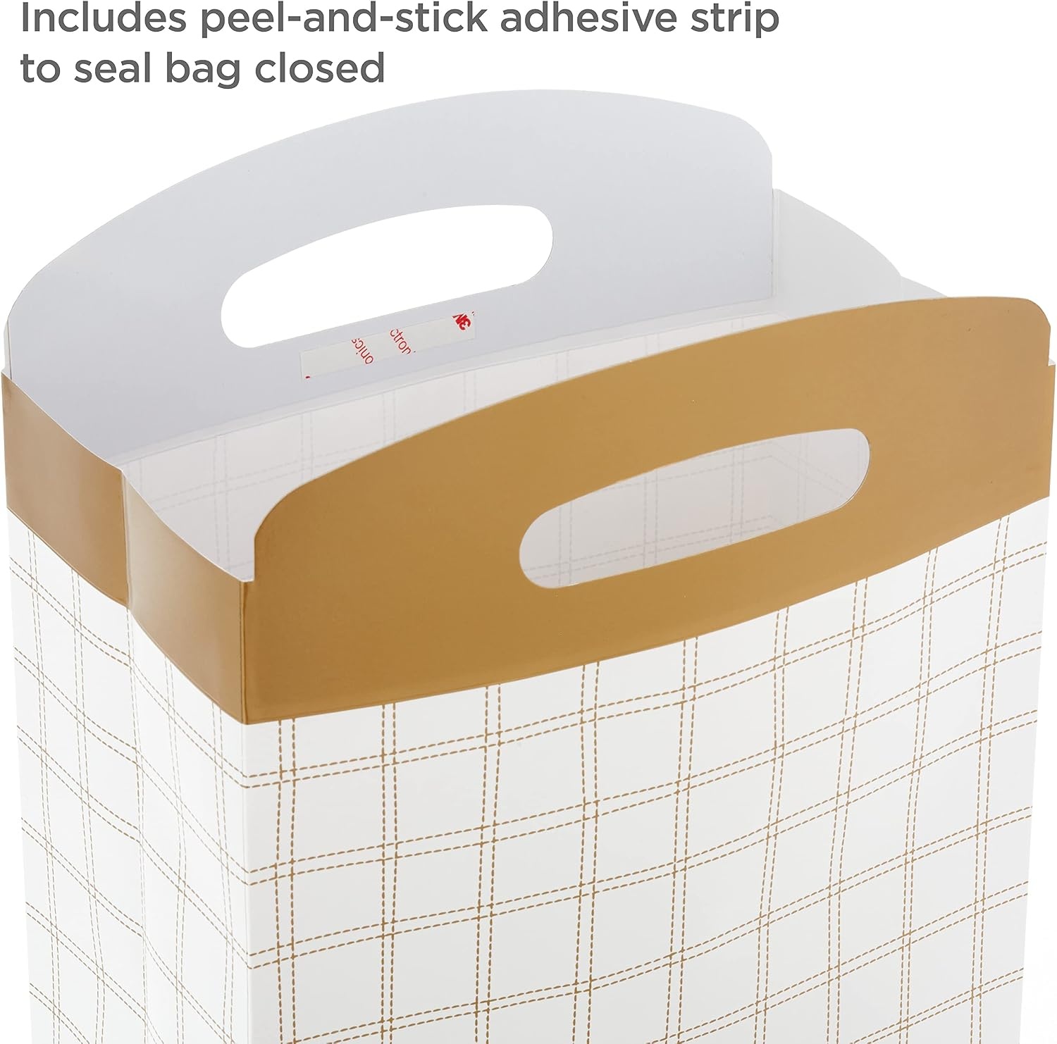 image:imageHallmark Medium SelfSealing Gift Bags with Handles 4 Bags 2 Designs Gold Stripes Silver and White Diamonds for Valentines Day Weddings Anniversaries Graduations Any OccasionGold Plaid Silver Dots