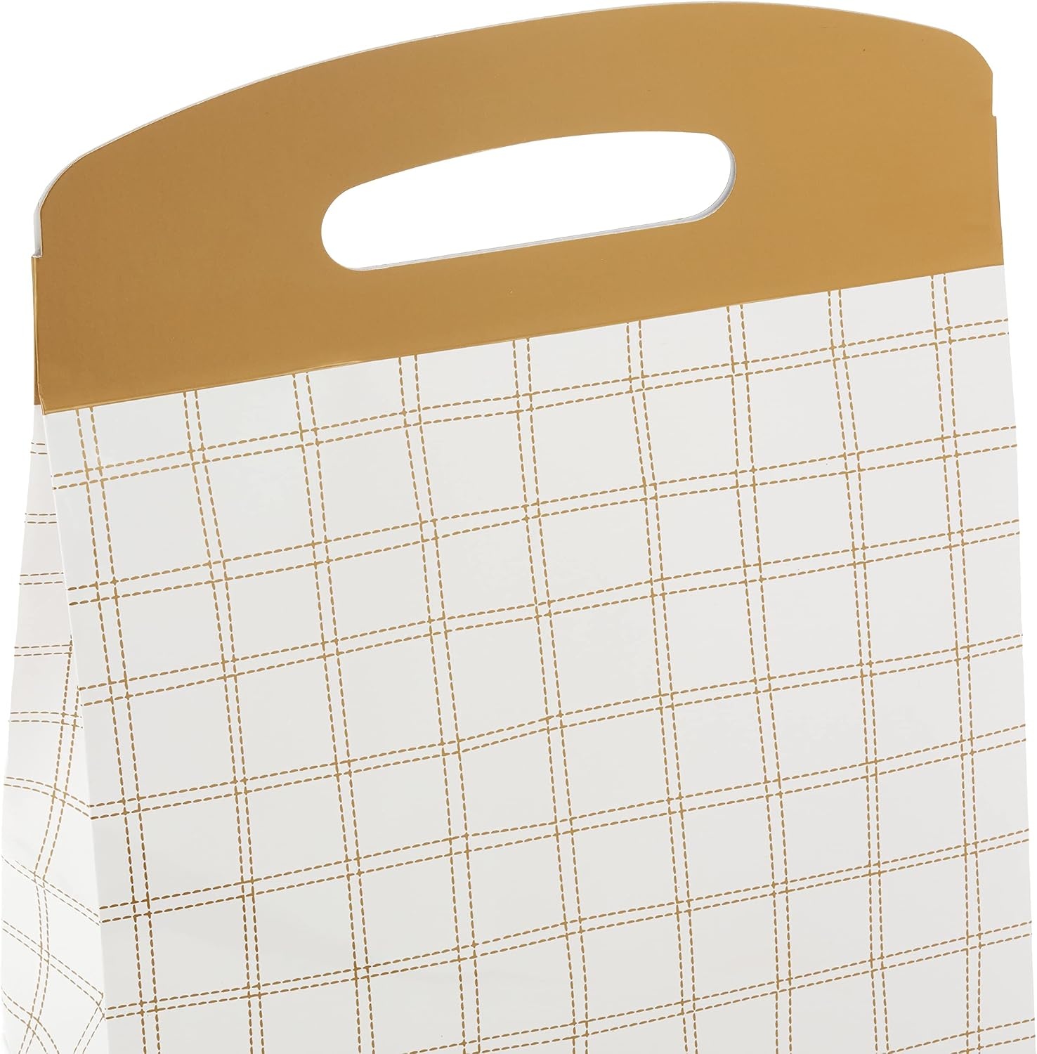 image:imageHallmark Medium SelfSealing Gift Bags with Handles 4 Bags 2 Designs Gold Stripes Silver and White Diamonds for Valentines Day Weddings Anniversaries Graduations Any OccasionGold Plaid Silver Dots
