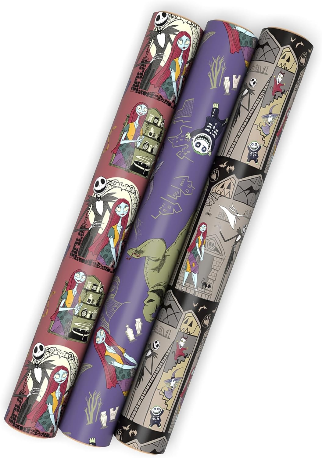 image:imageHallmark Nightmare Before Christmas Wrapping Paper Mini Rolls 3Pack Jack Skellington Sally Zero on Pink Purple Black for Birthdays Valentines Day Halloween Any Occasion 45 Sq Ft TotalNightmare Before Christmas 3 Mini Rolls