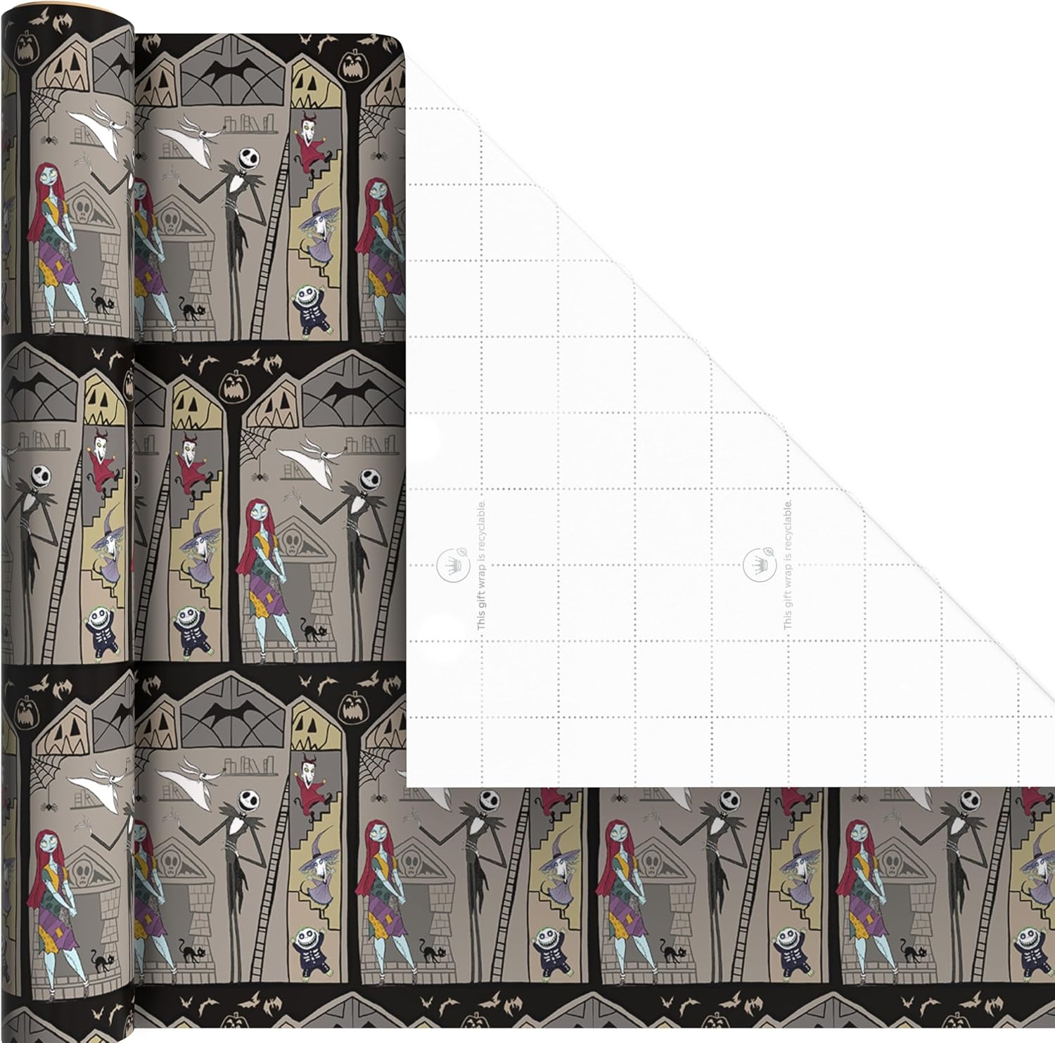 image:imageHallmark Nightmare Before Christmas Wrapping Paper Mini Rolls 3Pack Jack Skellington Sally Zero on Pink Purple Black for Birthdays Valentines Day Halloween Any Occasion 45 Sq Ft TotalNightmare Before Christmas 3 Mini Rolls
