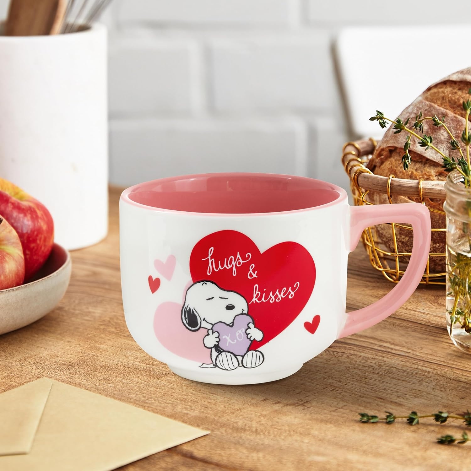 image:imageHallmark Peanuts Black and Red Ceramic Mug 25 oz Christmas Carols Gift for Kids Fans CollectorsSnoopy Valentines Day