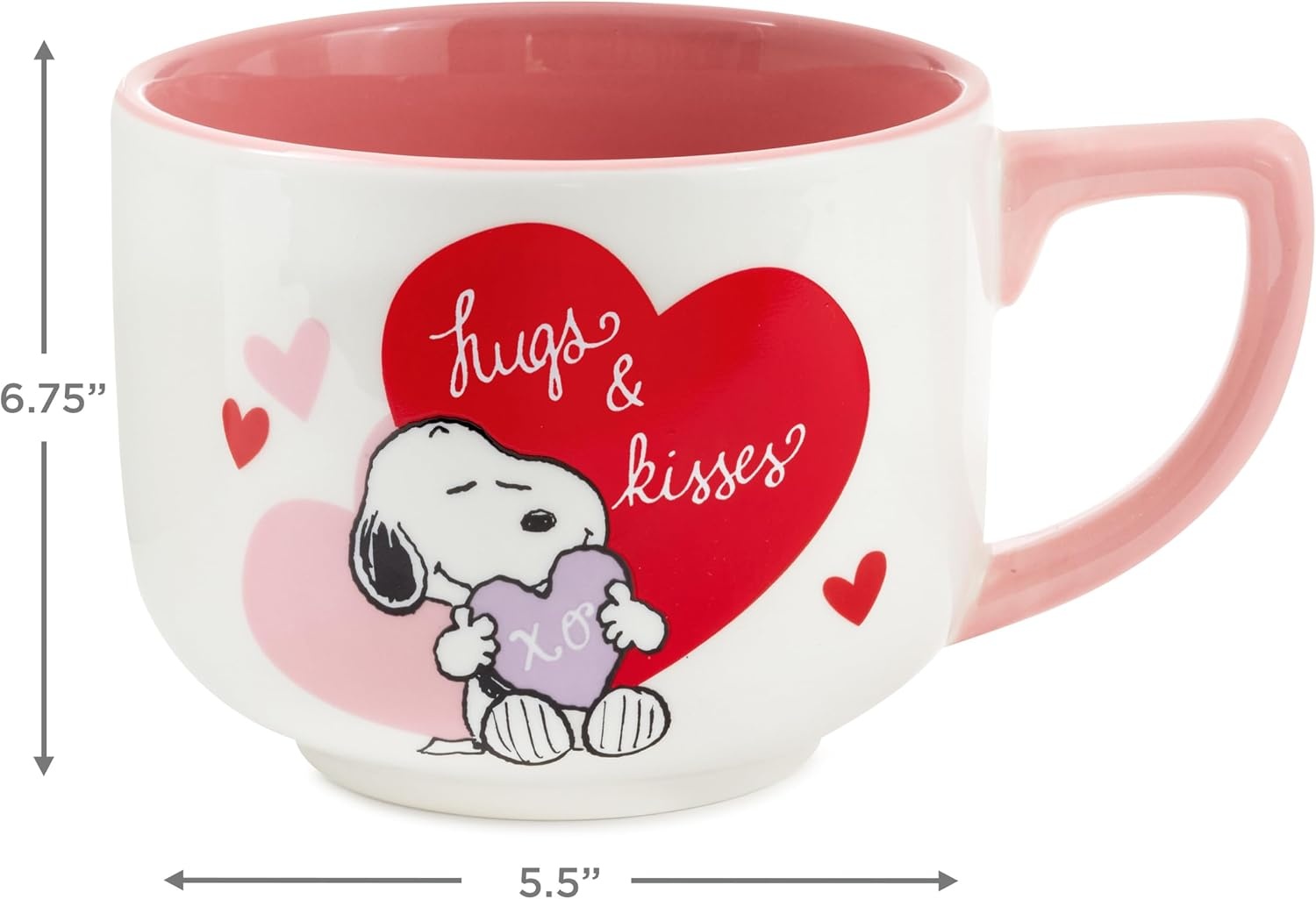 image:imageHallmark Peanuts Black and Red Ceramic Mug 25 oz Christmas Carols Gift for Kids Fans CollectorsSnoopy Valentines Day