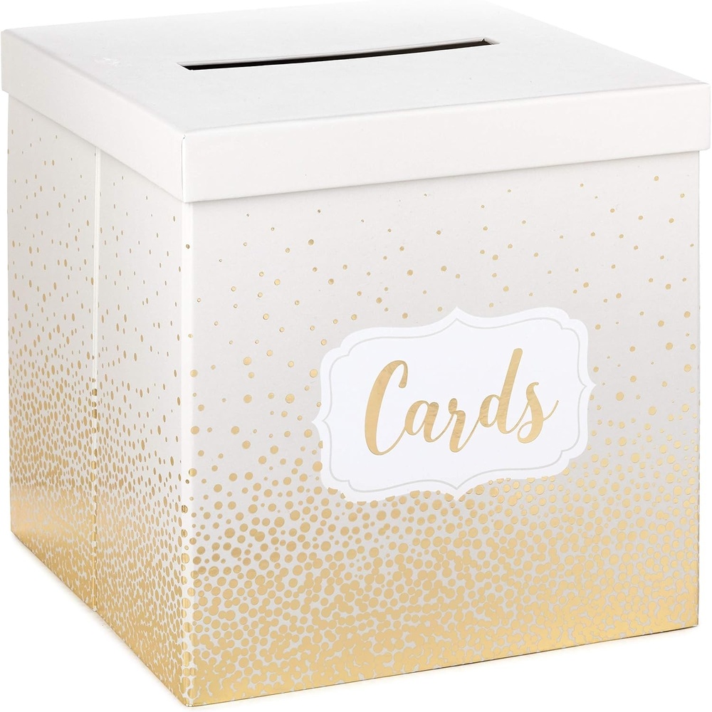 image:imageHallmark 10 Elegant Card Receiving Box Pearl and Gold Dots for Weddings Graduations Retirements Birthdays Open Houses AnniversariesPearl  Gold