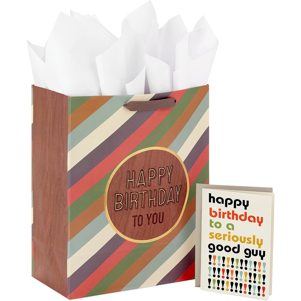 image:imageHallmark 13 Large Floral Gift Bag with Tissue Paper and Birthday Card Modern Flowers Pink Sage Blue Black Yellow for Mom Daughter Sister Girlfriend Aunt NanaGreen  Yellow  Gray  Blue
