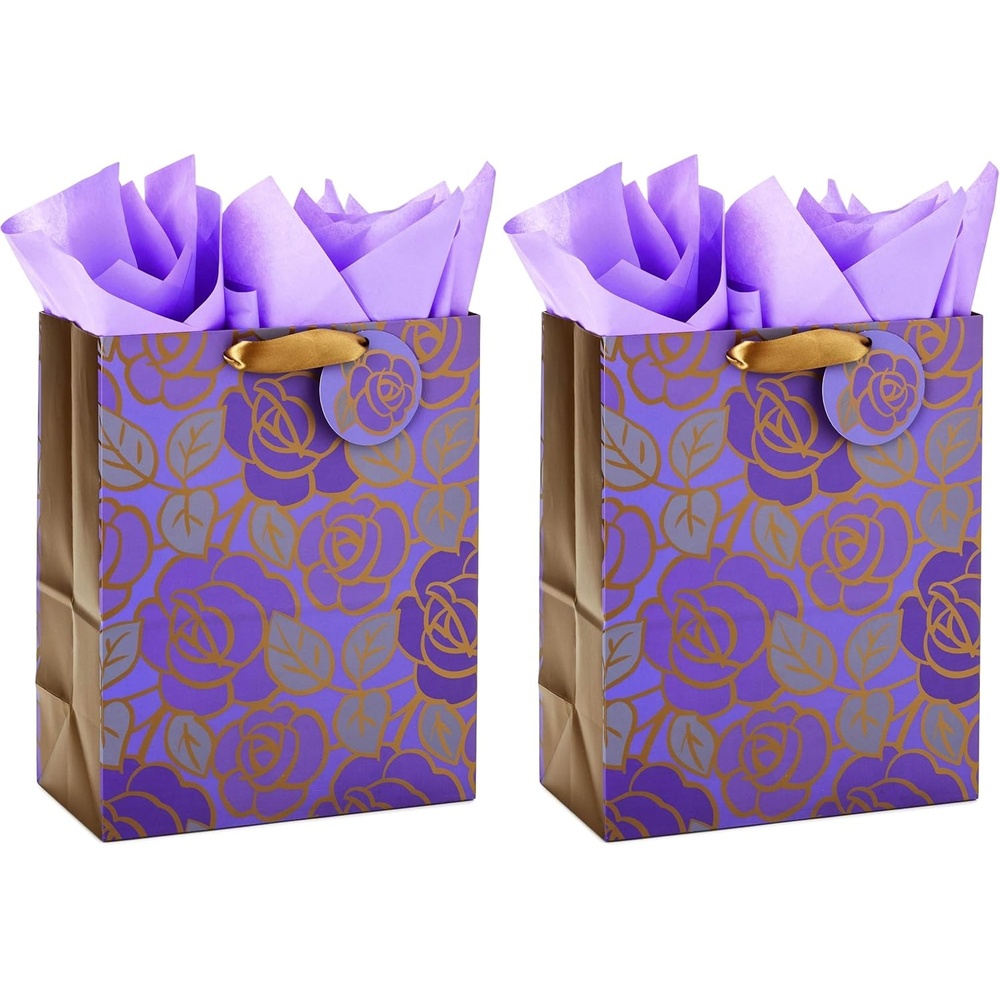 image:imageHallmark 13 Large Gift Bag with Tissue Paper Butterflies Mint Green Pink Black for Easter Mothers Day Bridal Showers Baby Showers Birthdays1 Count Pack of 2