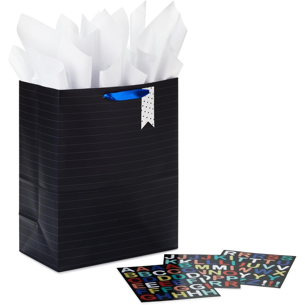 image:imageHallmark 13 Large Personalized Gift Bag with Tissue Paper Black Letterboard with Letter Stickers for Valentines Day Birthdays Graduations Baby Showers Back to School and More