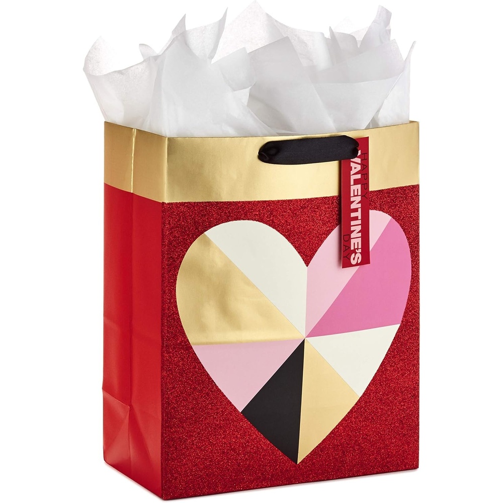 image:imageHallmark 13 Large Valentines Day Gift Bag with Tissue Paper Geometric HeartGeometric Heart