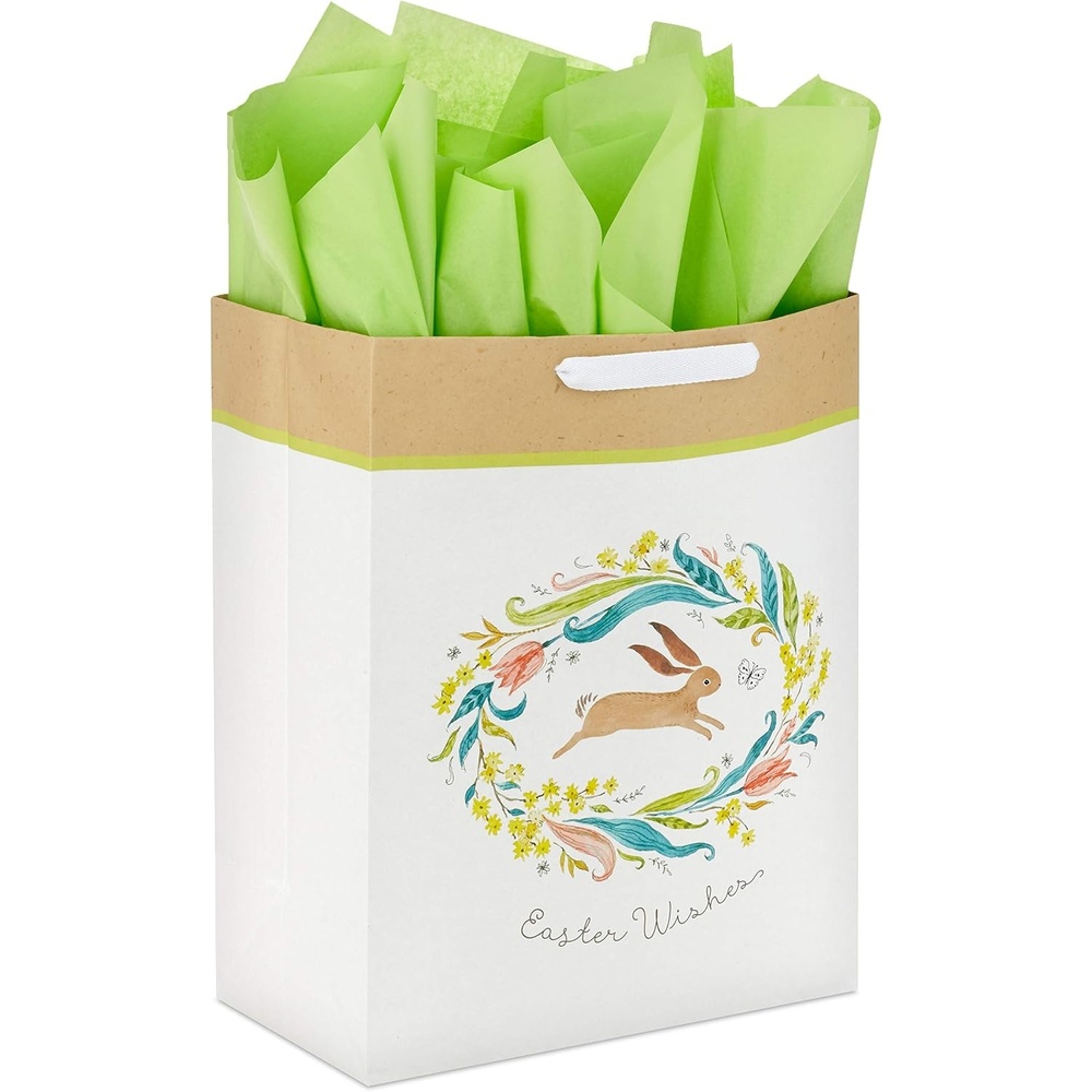 image:imageHallmark 15 Extra Large Easter Gift Bag with Tissue Paper Happy Easter Polka Dots for Easter Baskets Easter Egg Hunts and Kids PresentsEaster Wishes